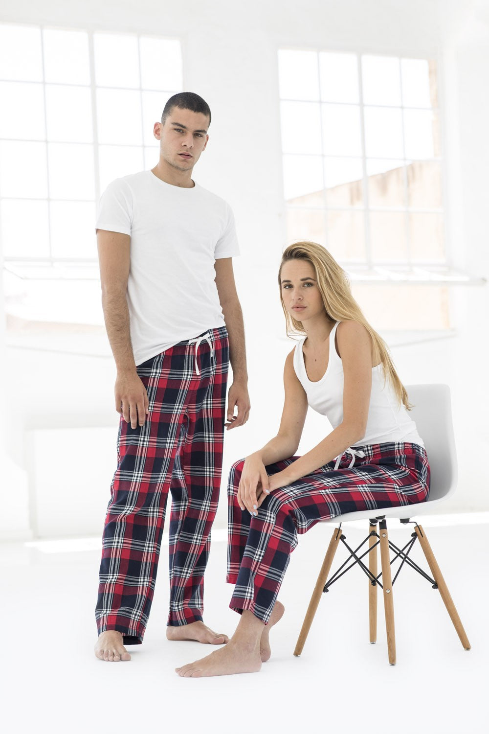 Mens Tartan Lounge Pants | WHITE/MULTICHECK