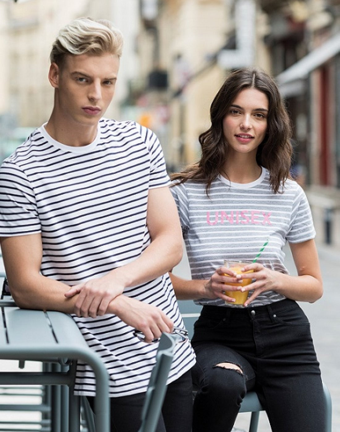 Unisex Striped T-Shirt | WHITE/OXFORD NAVY
