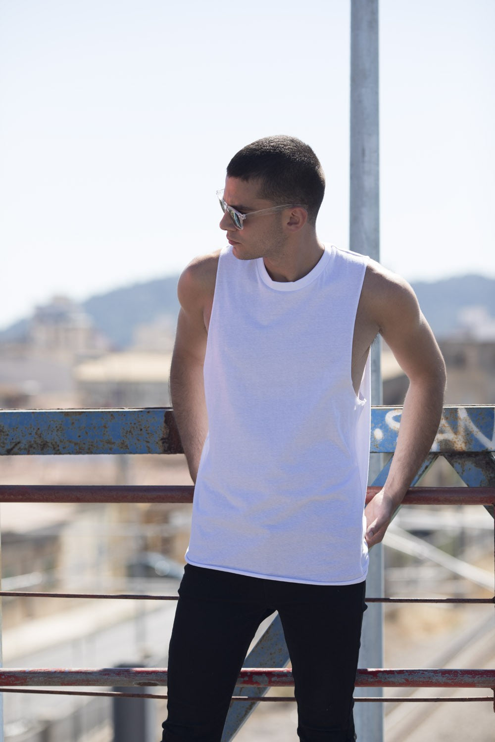 High Neck Slash Armhole Vest | HEATHER GREY