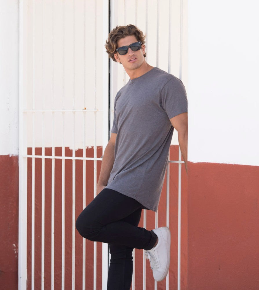 Longline T-Shirt With Dipped Hem | HEATHER CHARCOAL
