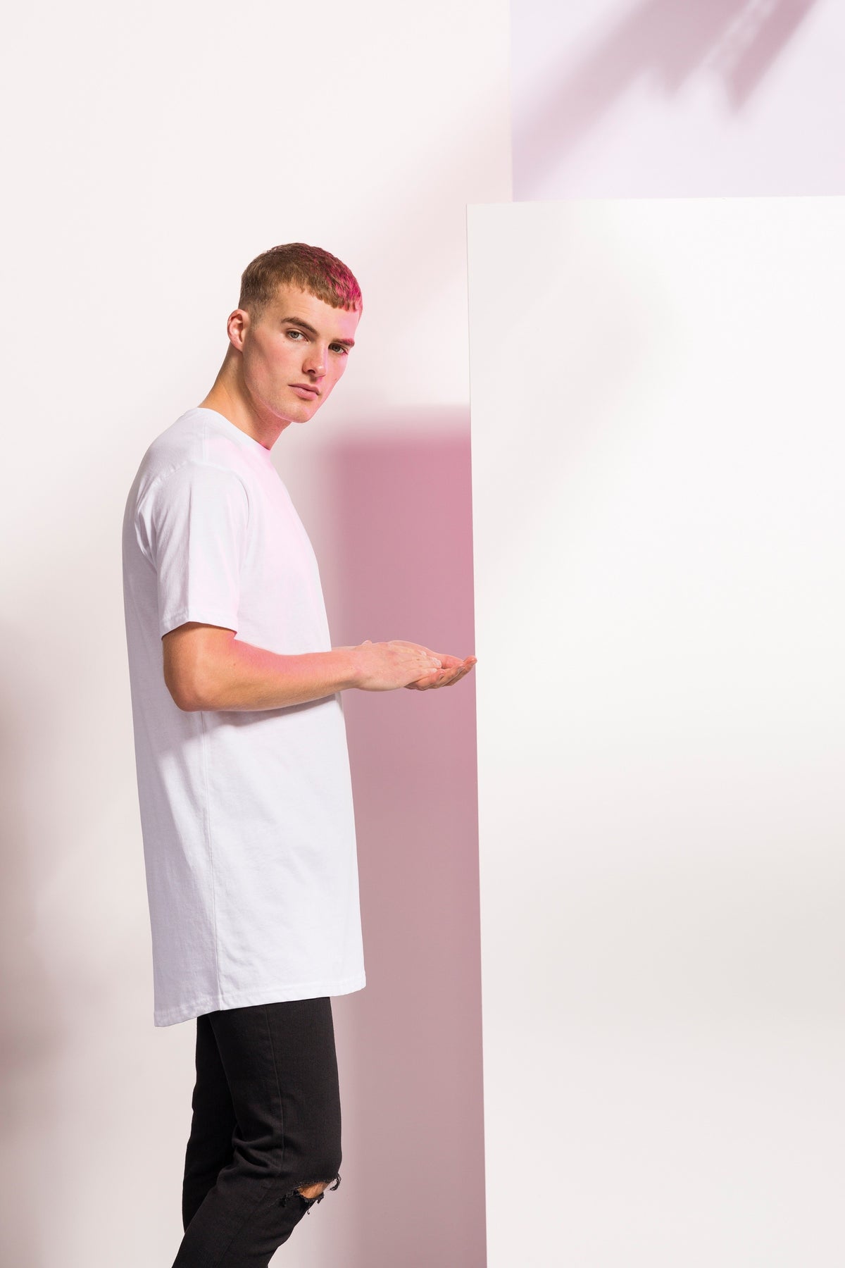 Longline T-Shirt With Dipped Hem | BLACK
