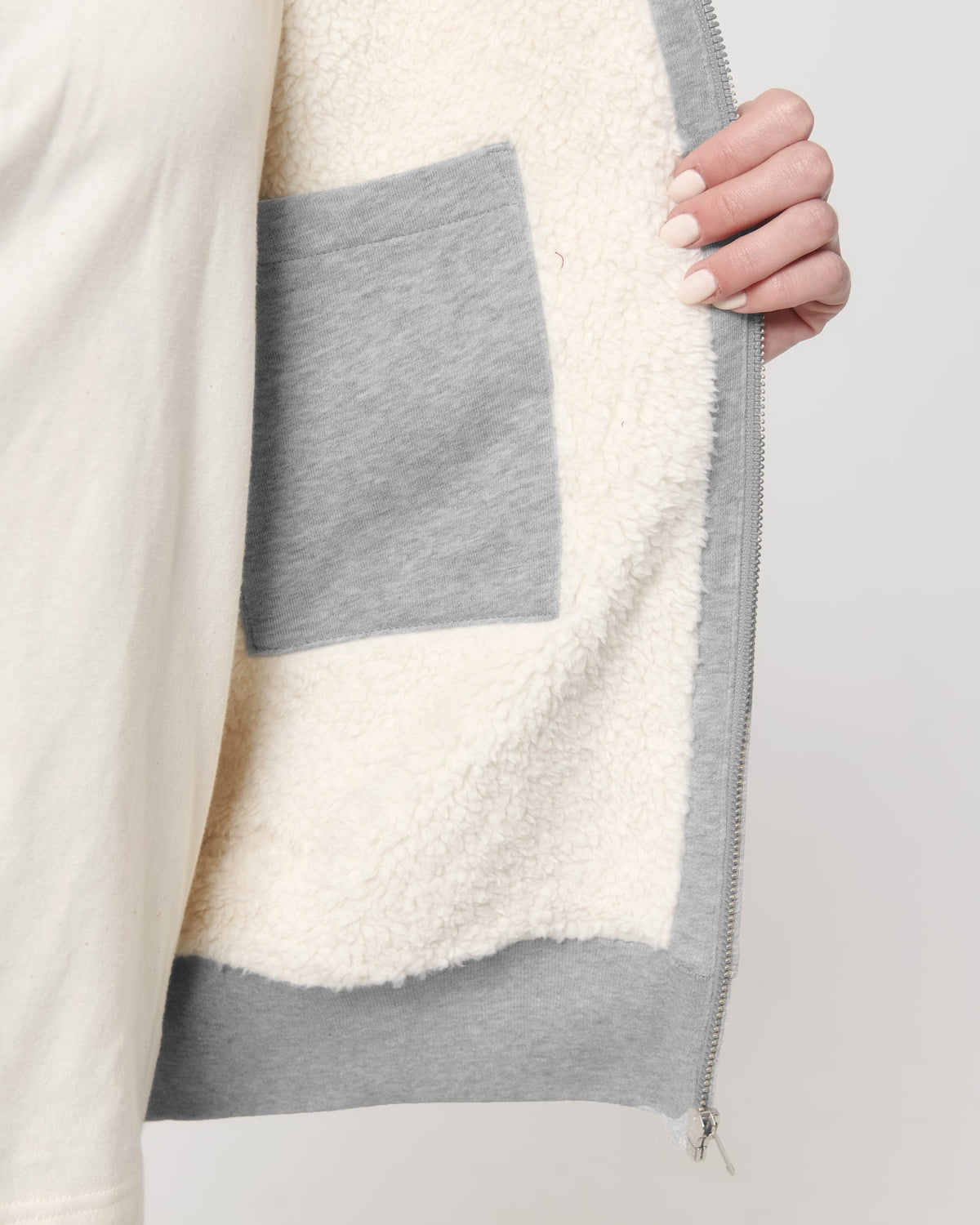 Unisex Hygger Sherpa Zip-Through Sweatshirt | HEATHER GREY