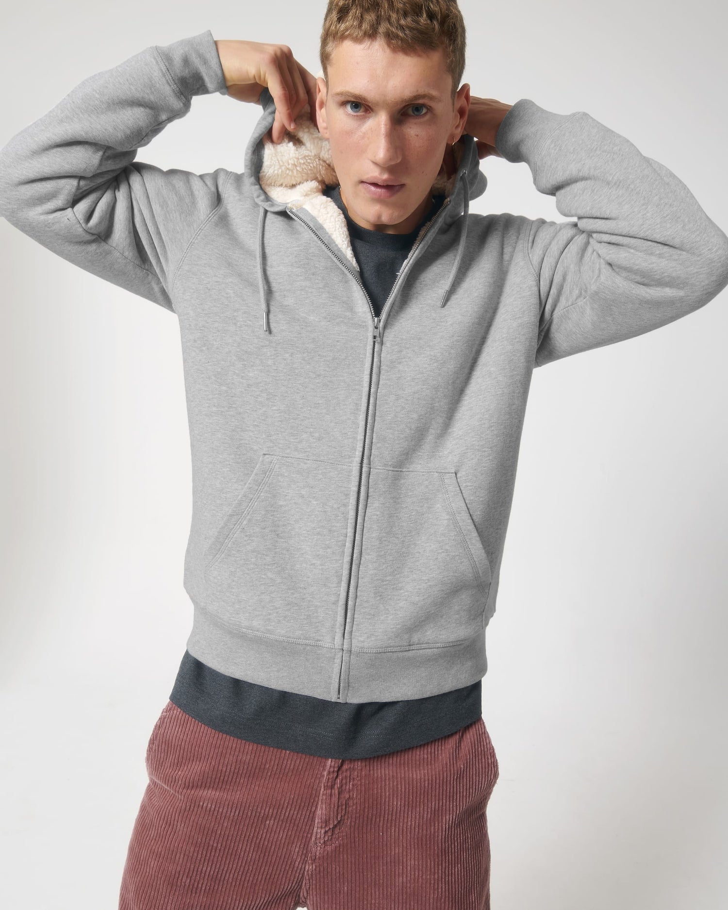 Unisex Hygger Sherpa Zip-Through Sweatshirt | HEATHER GREY