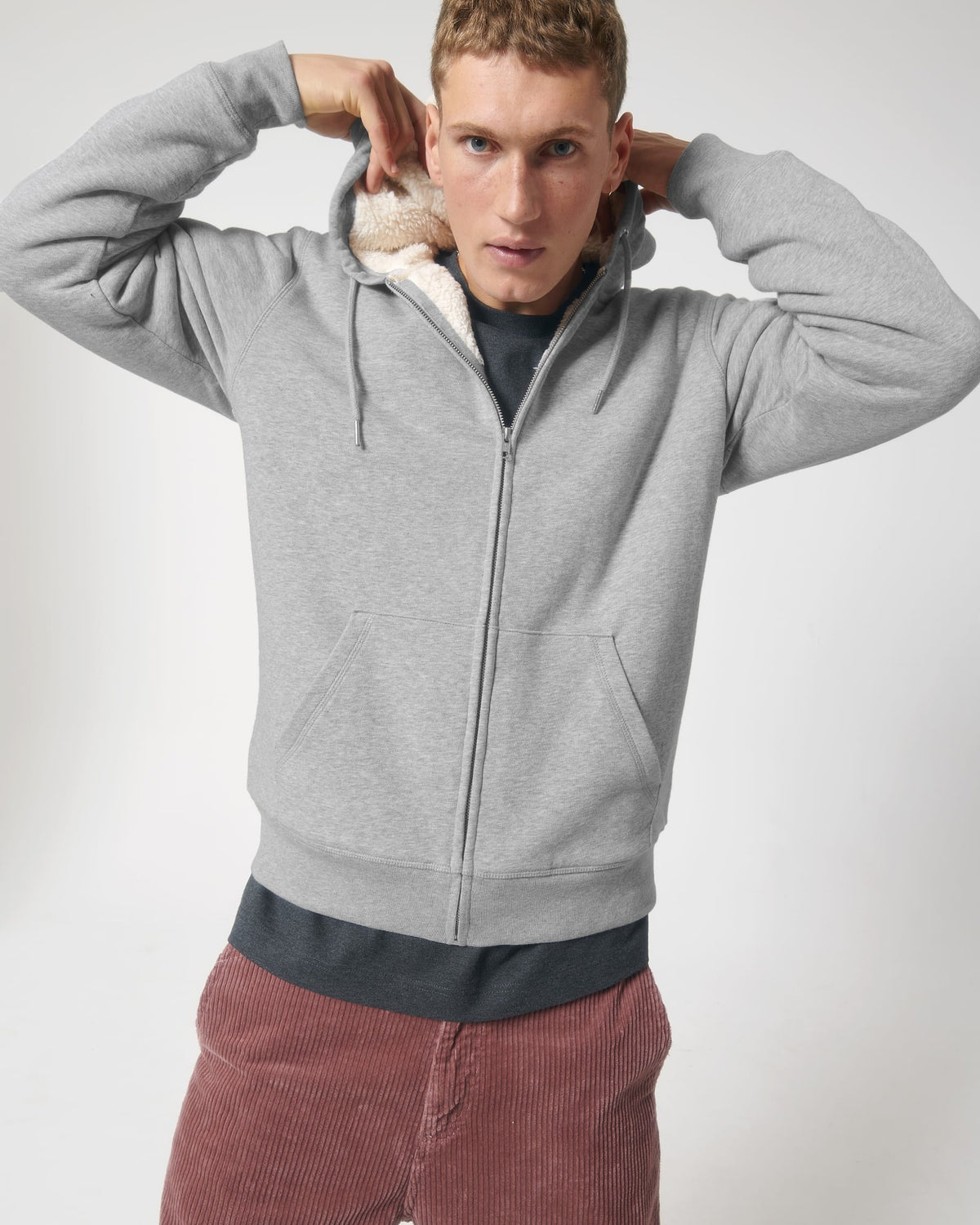 Unisex Hygger Sherpa Zip-Through Sweatshirt | BURGUNDY