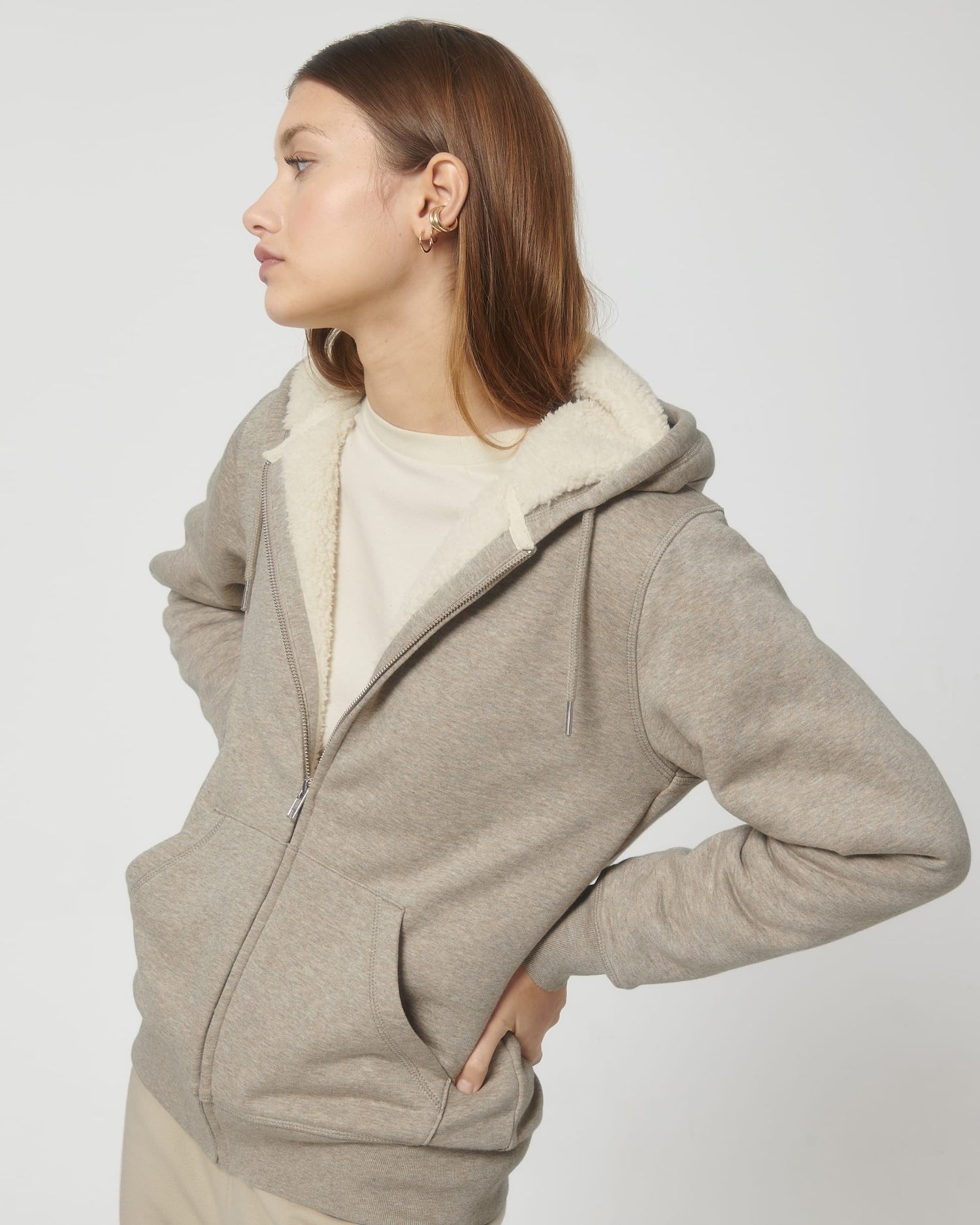 Unisex Hygger Sherpa Zip-Through Sweatshirt | BURGUNDY