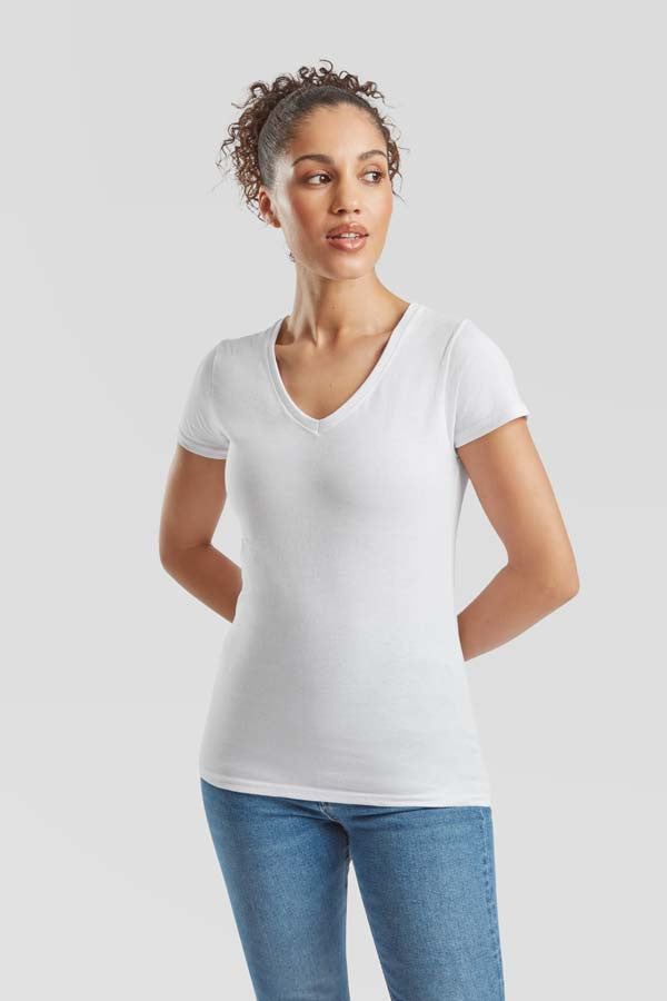 Lady Fit Valueweight V Neck T | DEEP NAVY