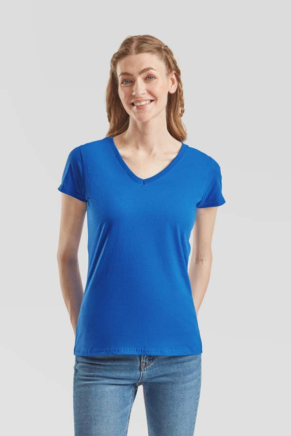 Lady Fit Valueweight V Neck T | WHITE
