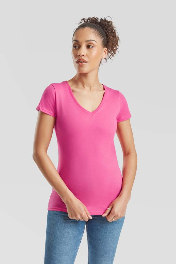 Lady Fit Valueweight V Neck T | BLACK