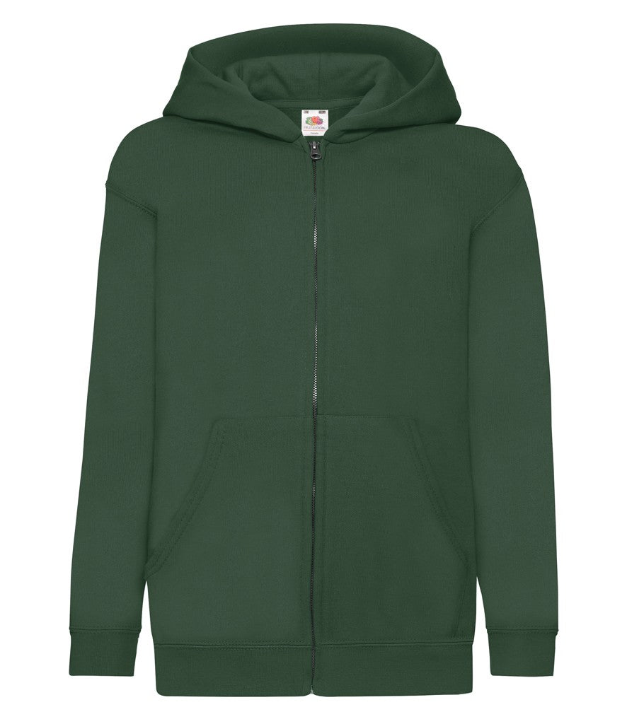 Kids Zip Through Hooded Sweat | BOTTLE GREEN