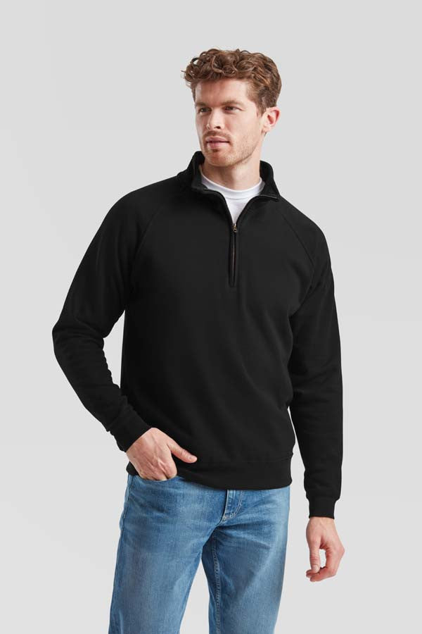 Zip Neck Sweat | BLACK