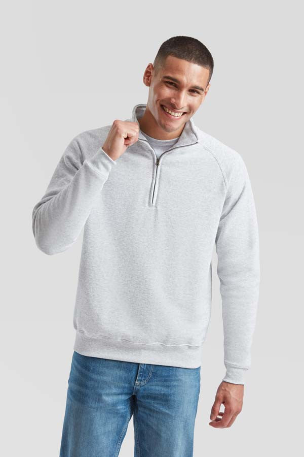Zip Neck Sweat | HEATHER GREY