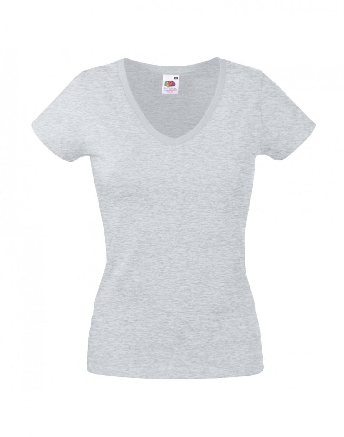Lady Fit Valueweight V Neck T | HEATHER GREY