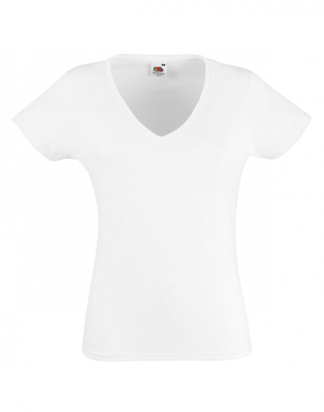 Lady Fit Valueweight V Neck T | WHITE
