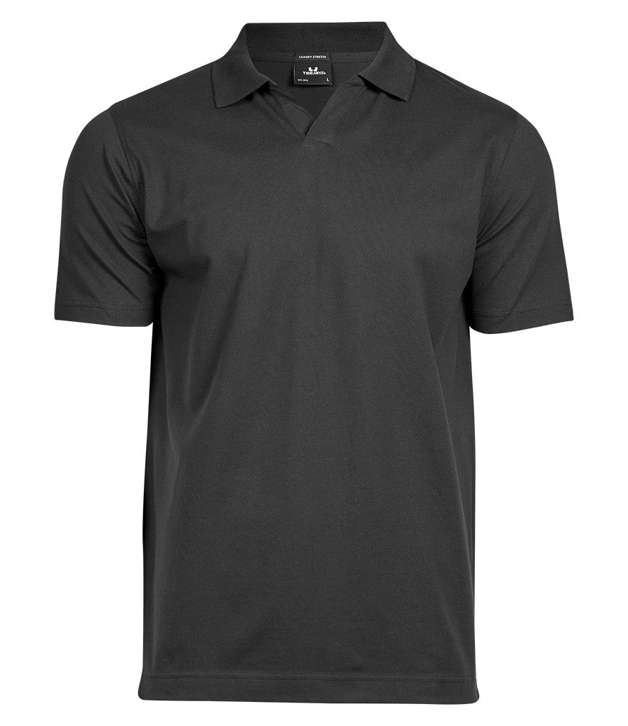 Luxury Stretch V Neck Polo | BLACK