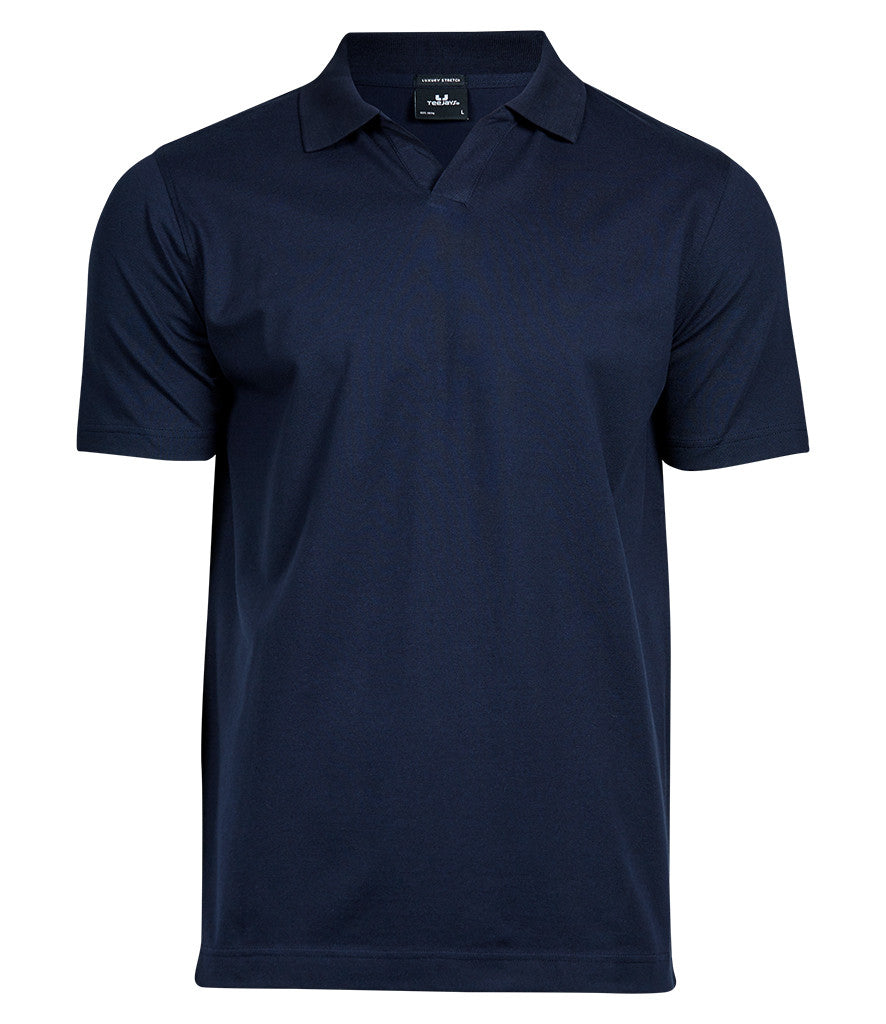 Luxury Stretch V Neck Polo | NAVY