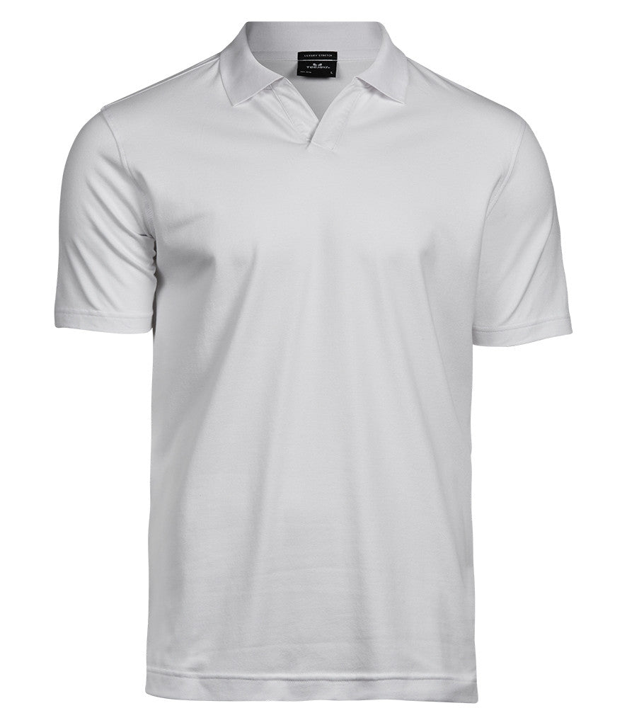 Luxury Stretch V Neck Polo | WHITE