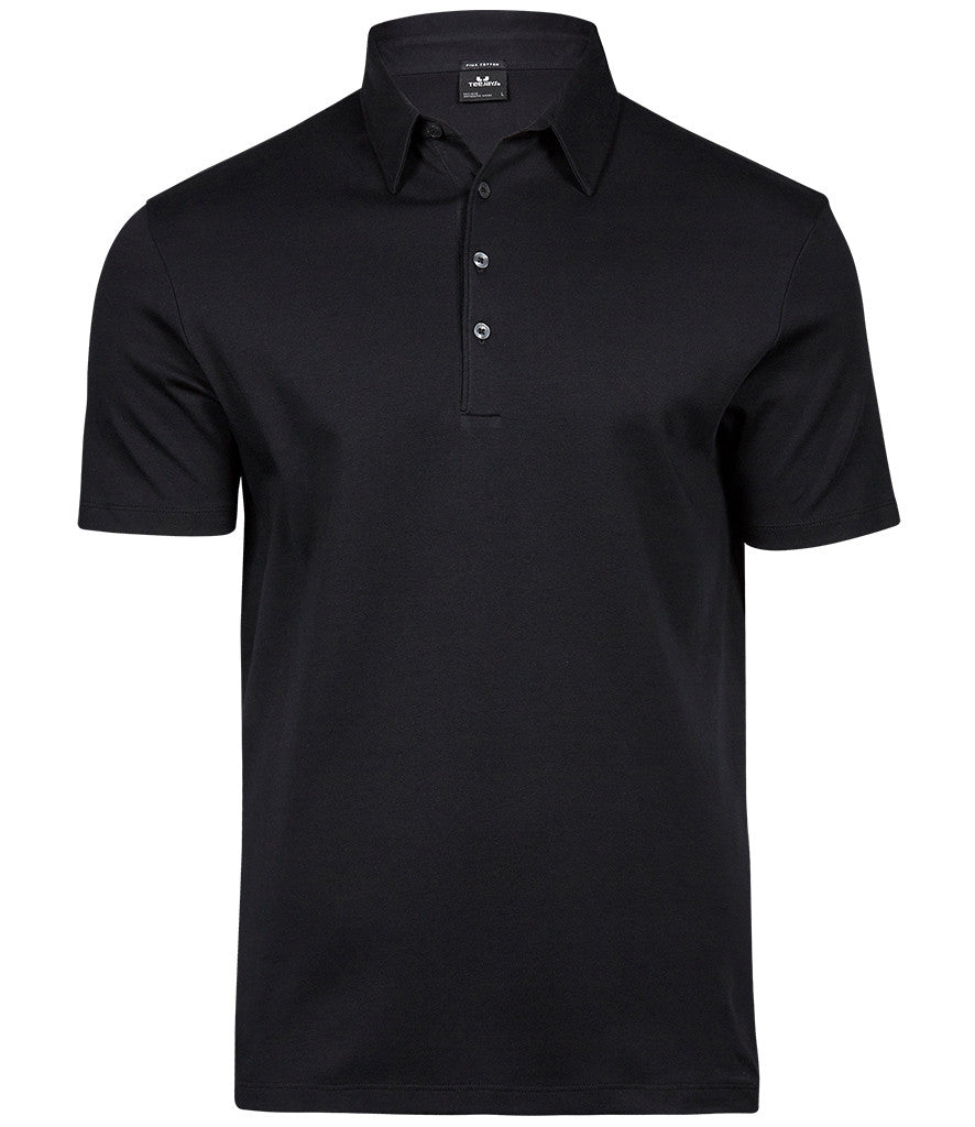 Pima Cotton Interlock Polo Shirt | BLACK