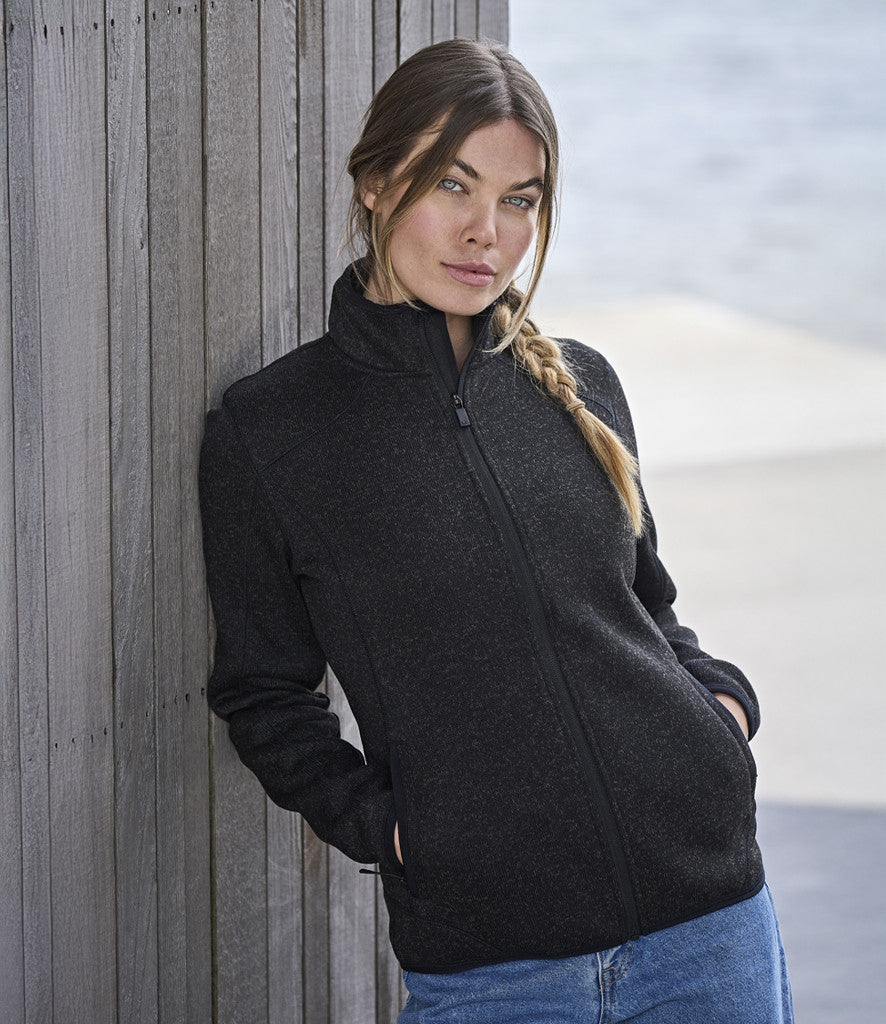 Ladies Knitted Outdoor Fleece Jacket | BLACK