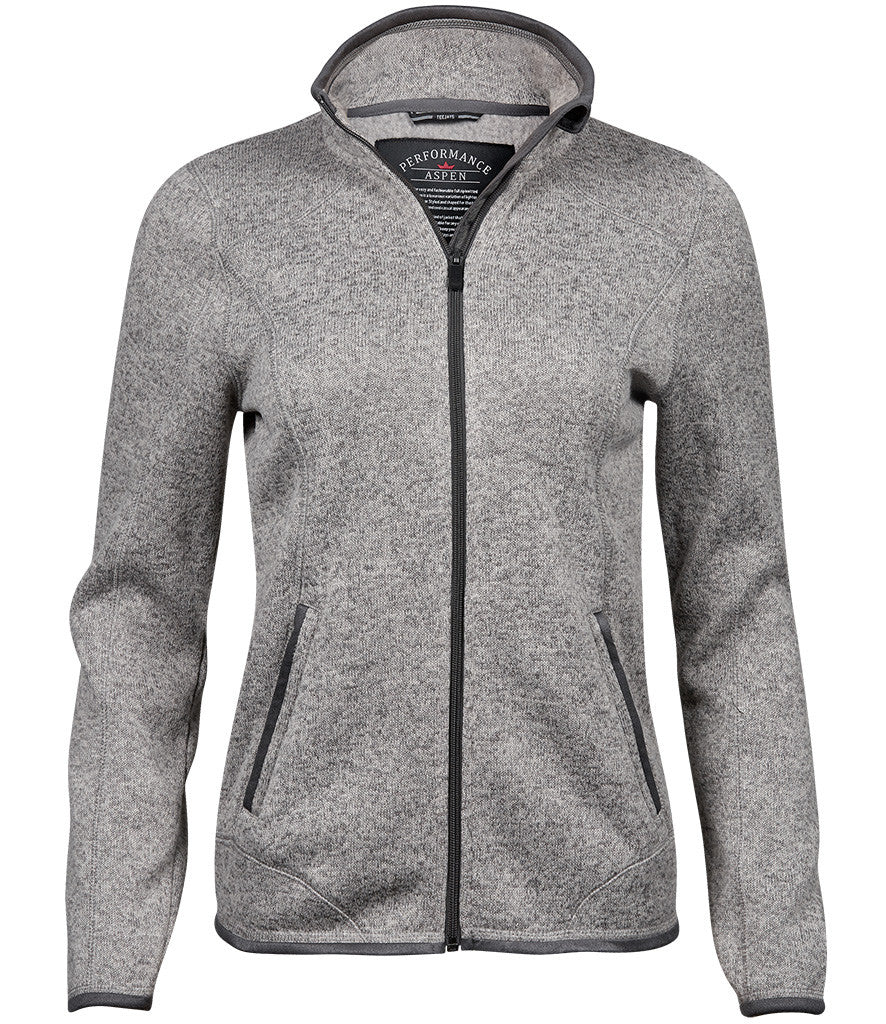 Ladies Knitted Outdoor Fleece Jacket | GREY  MELANGE
