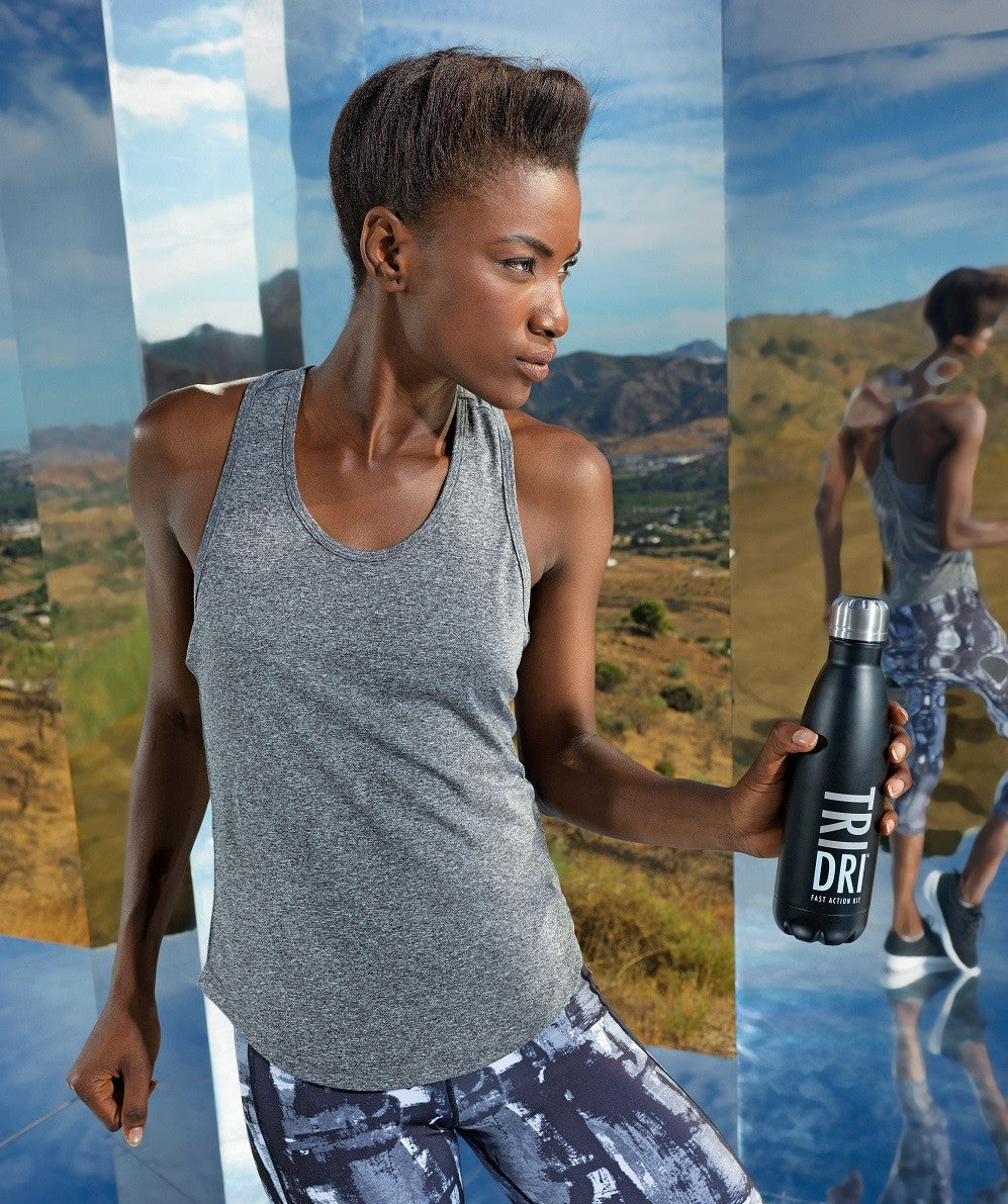 Women's Performance Strap Back Vest | BLACK MELANGE
