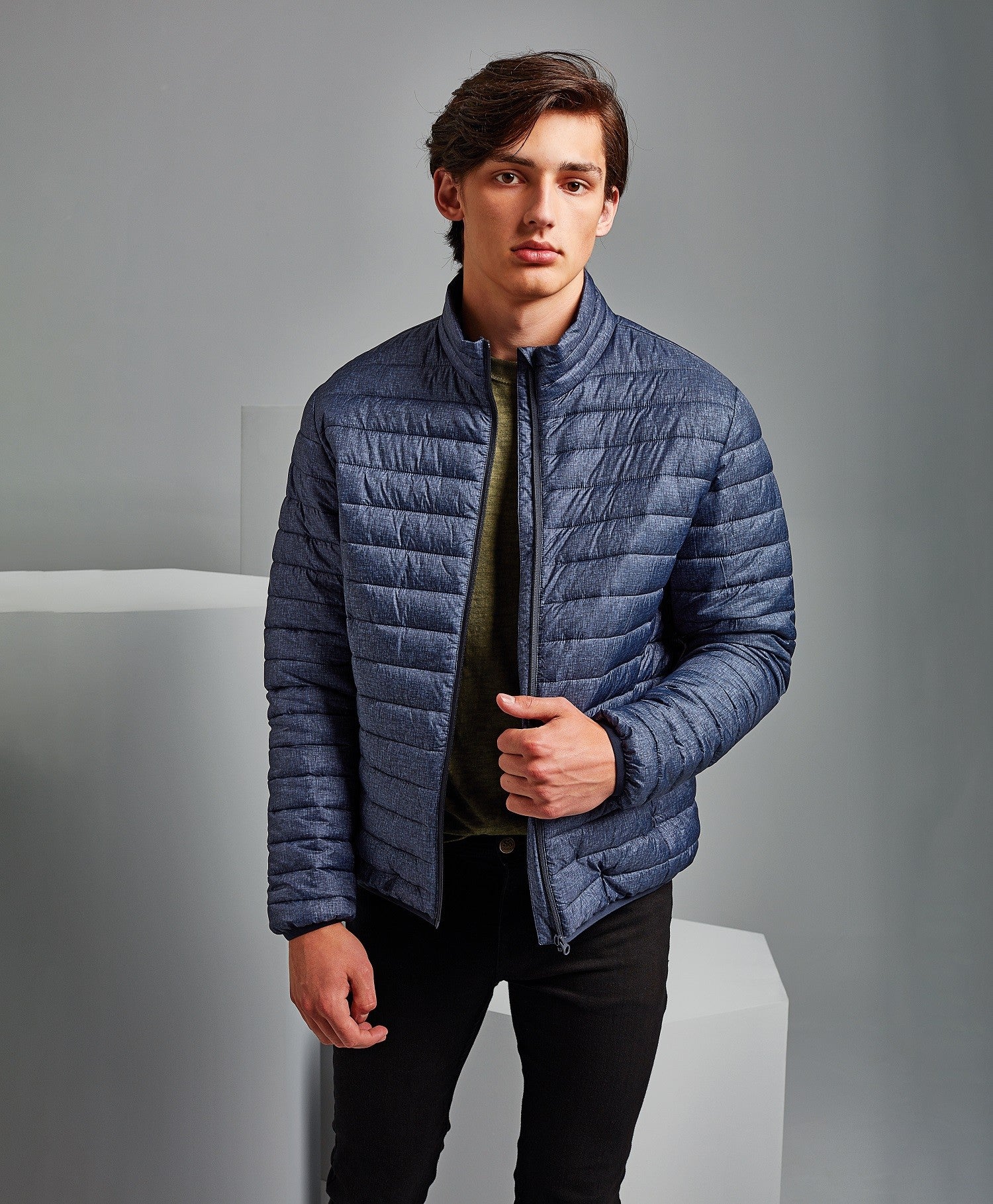 Melange Padded Jacket | NAVY MELANGE