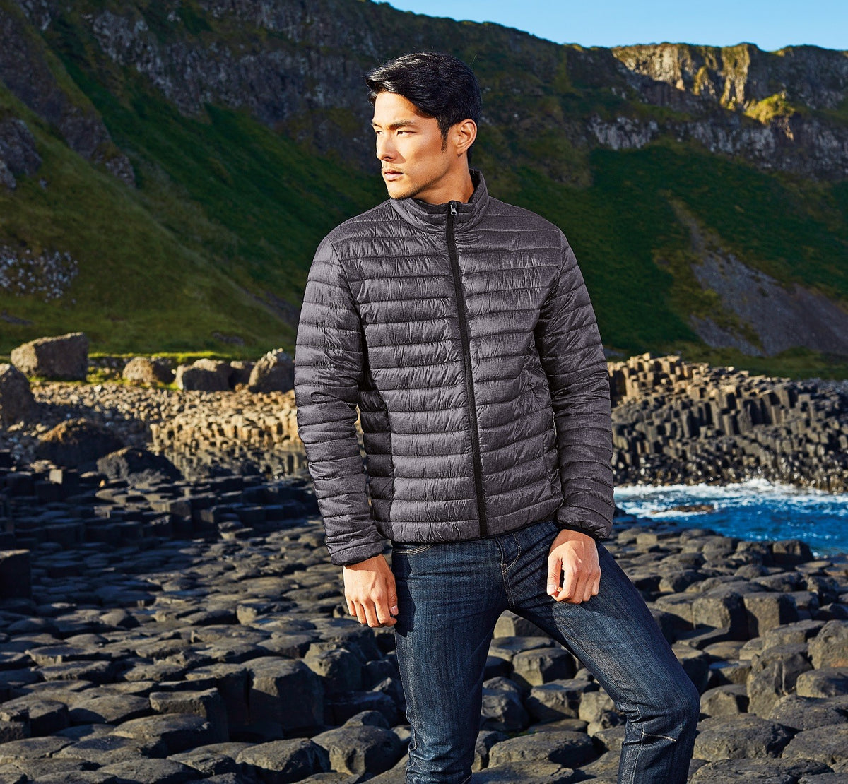 Melange Padded Jacket | NAVY MELANGE