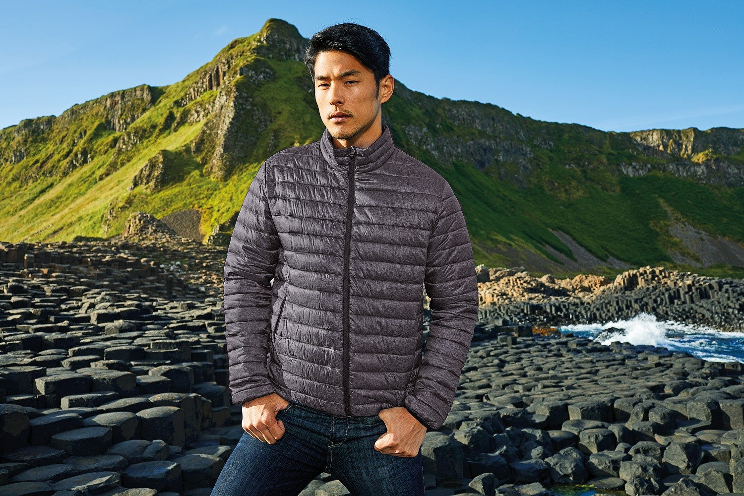 Melange Padded Jacket | NAVY MELANGE