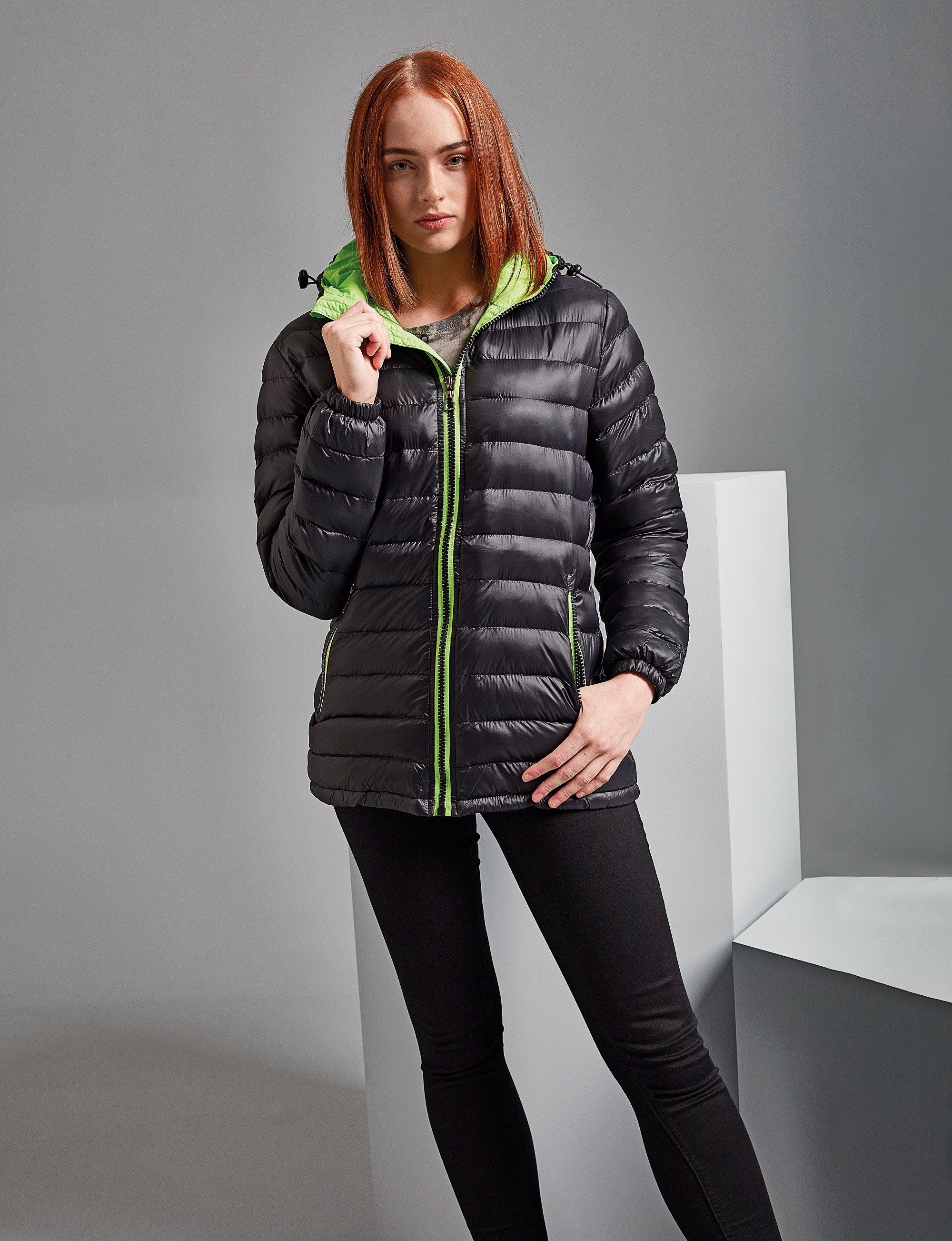 Women's Padded Jacket | BLACK/LIME