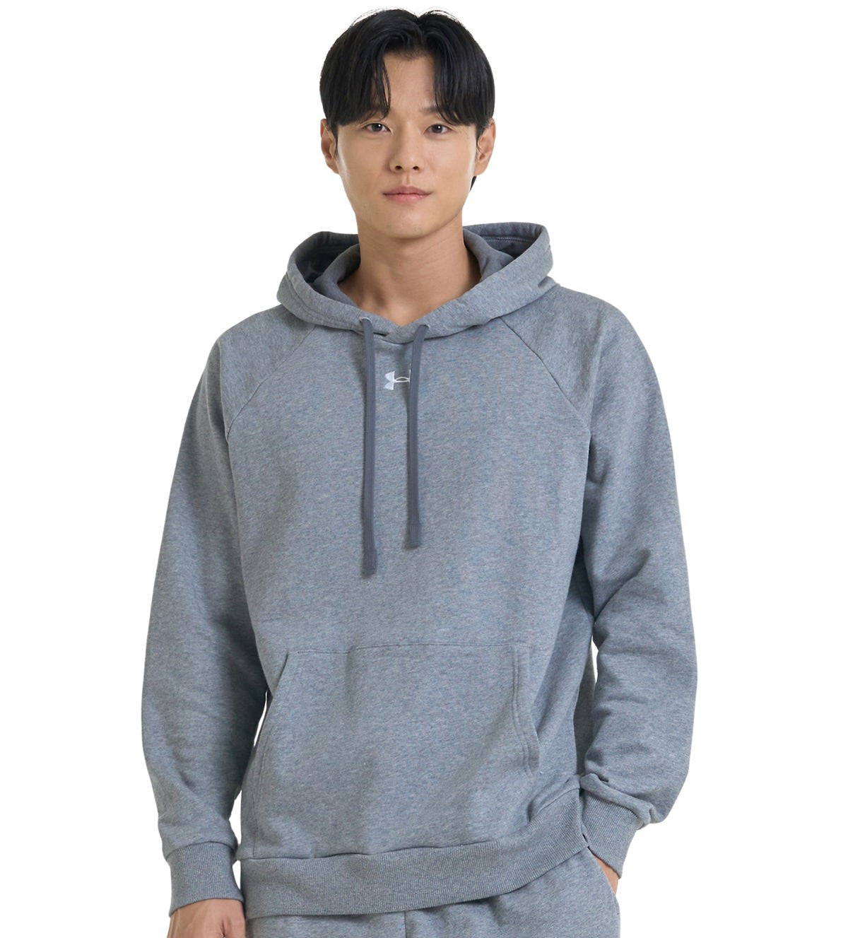 UA Rival Fleece Hoodie | CASTLEROCK LIGHT HEATHER/WHITE