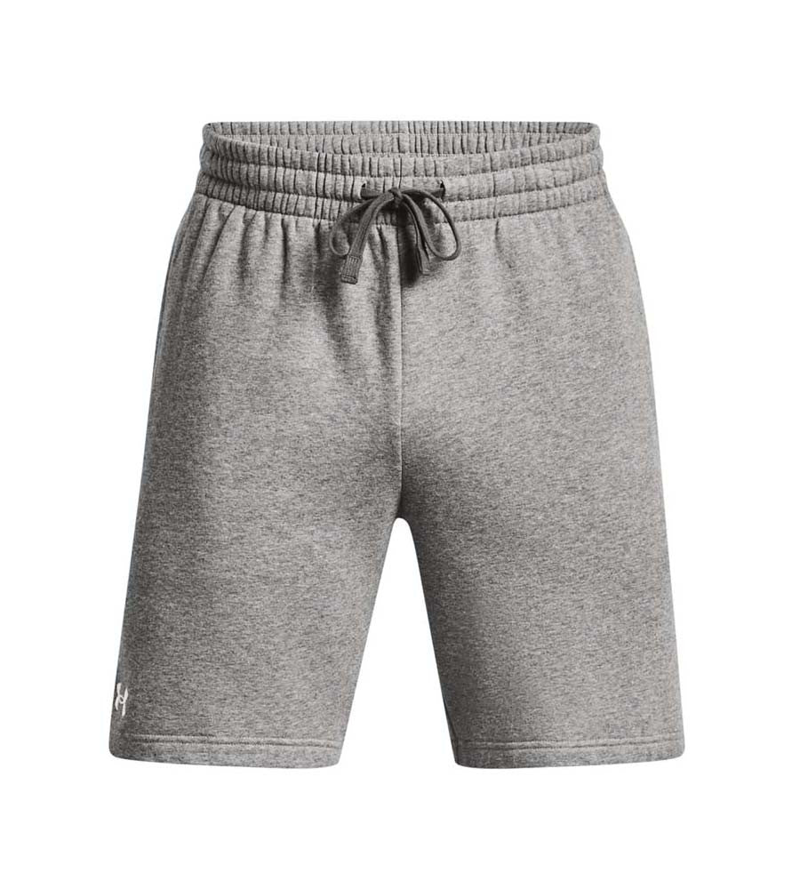 UA Rival Fleece Shorts | CASTLE ROCK LIGHT HEATHER/WHITE