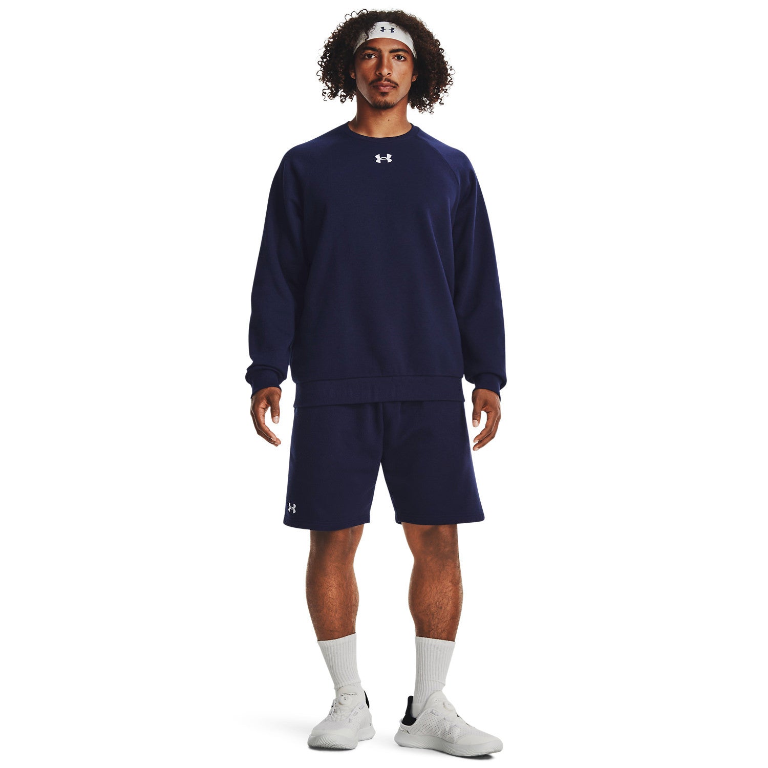 UA Rival Fleece Shorts | CASTLE ROCK LIGHT HEATHER/WHITE