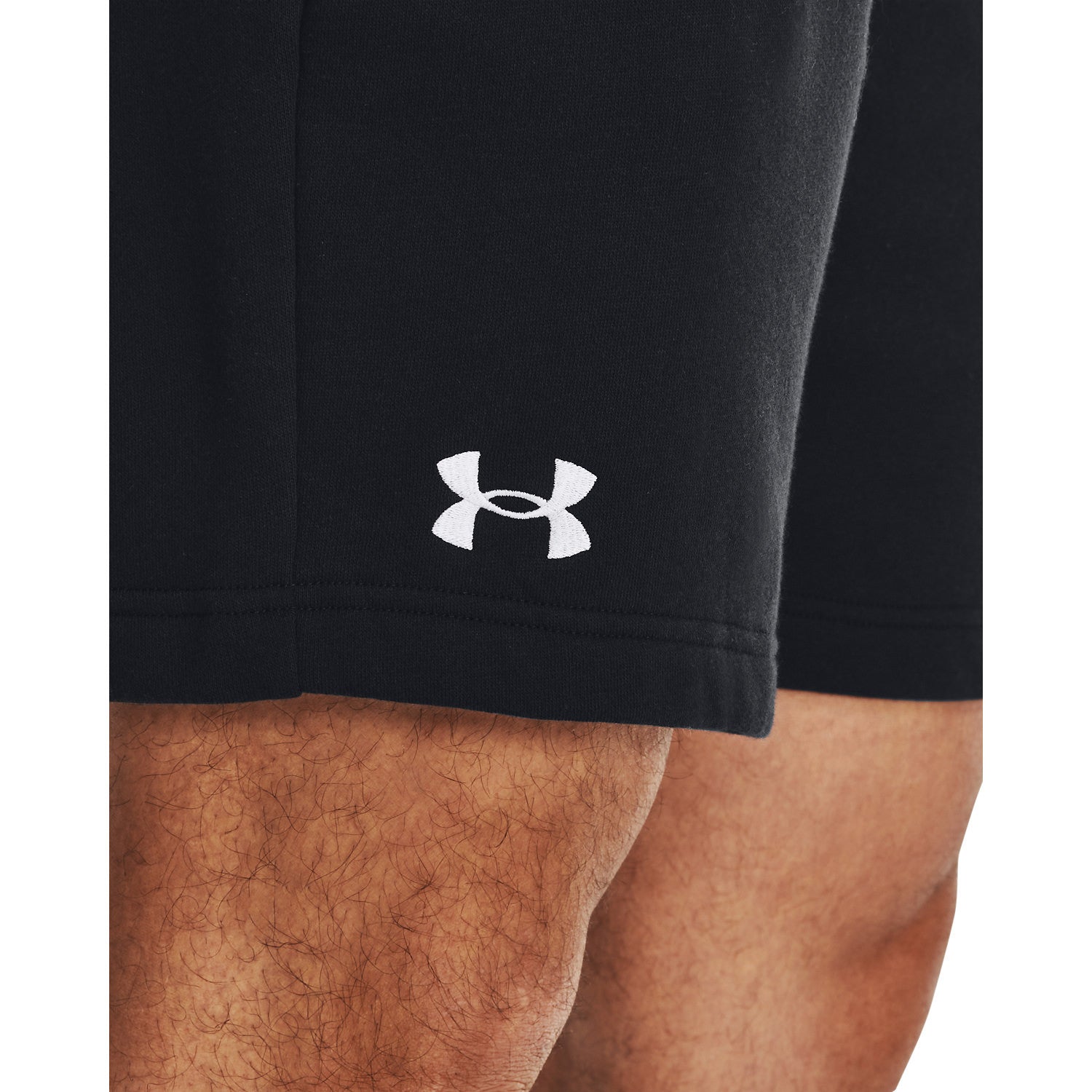 UA Rival Fleece Shorts | CASTLE ROCK LIGHT HEATHER/WHITE