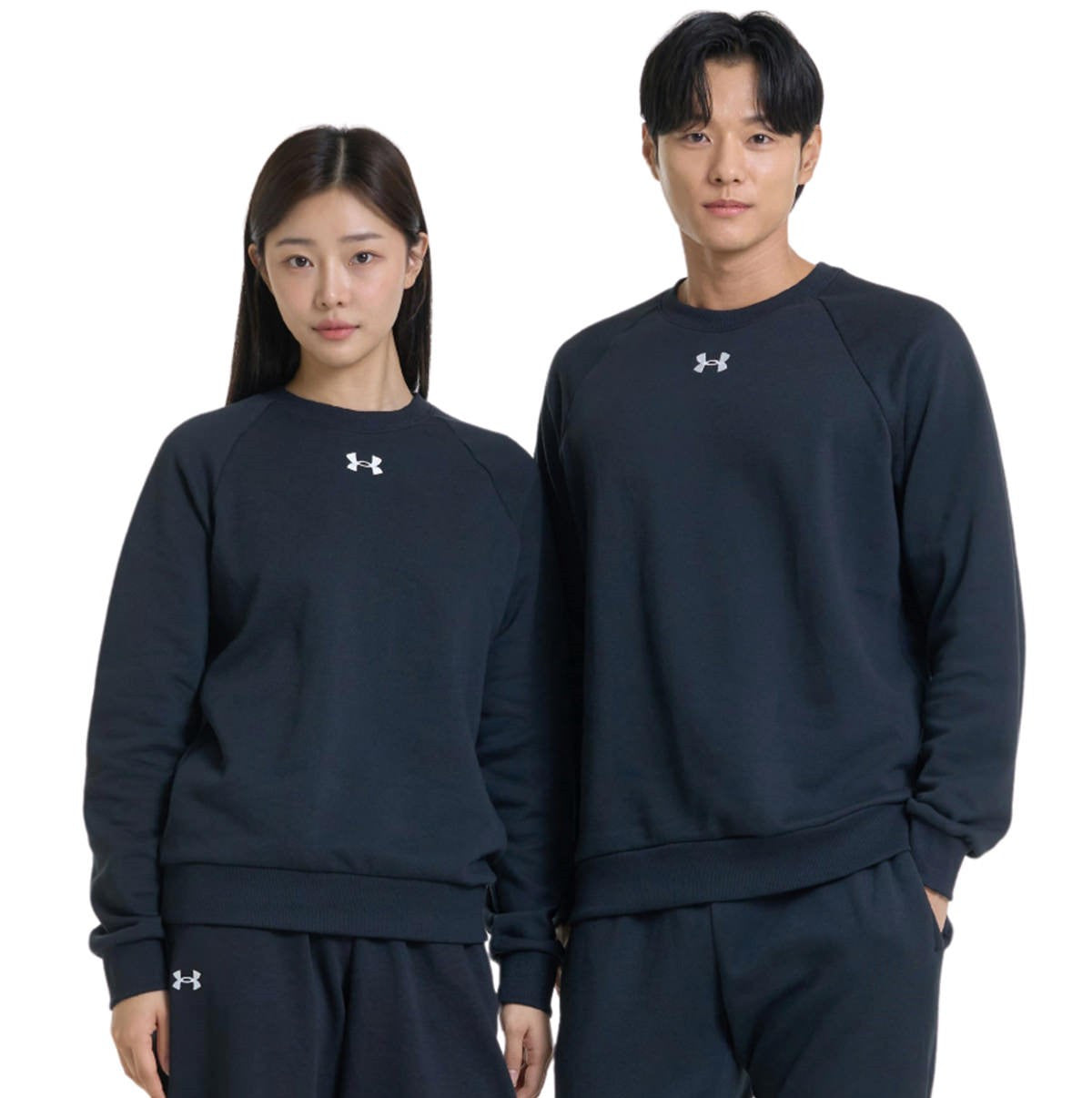 UA Rival Fleece Crew | CASTLEROCK LIGHT HEATHER/WHITE