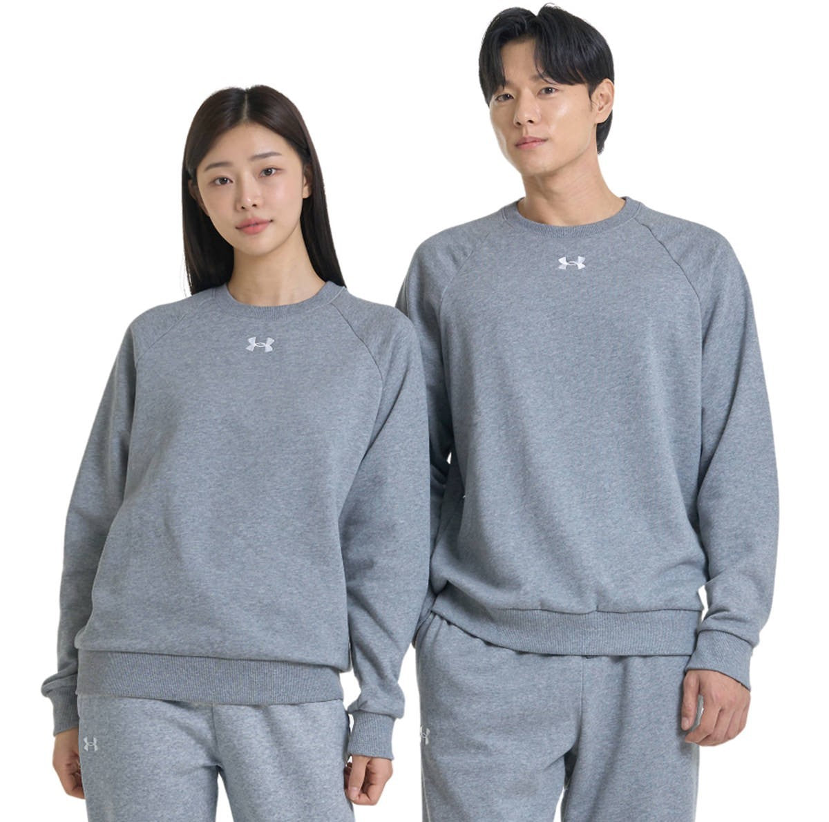 UA Rival Fleece Crew | CASTLEROCK LIGHT HEATHER/WHITE