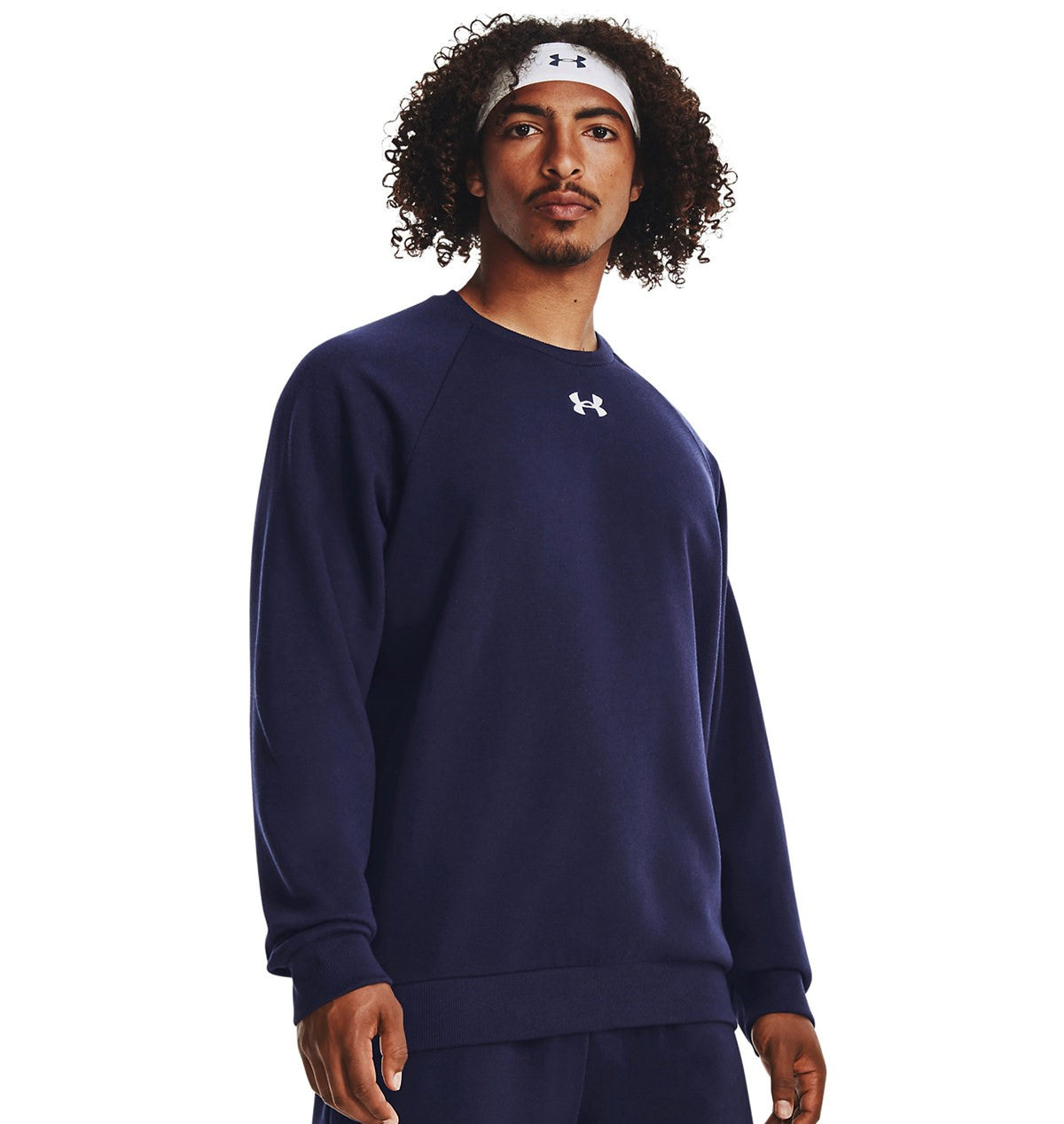 UA Rival Fleece Crew | MIDNIGHT NAVY/WHITE
