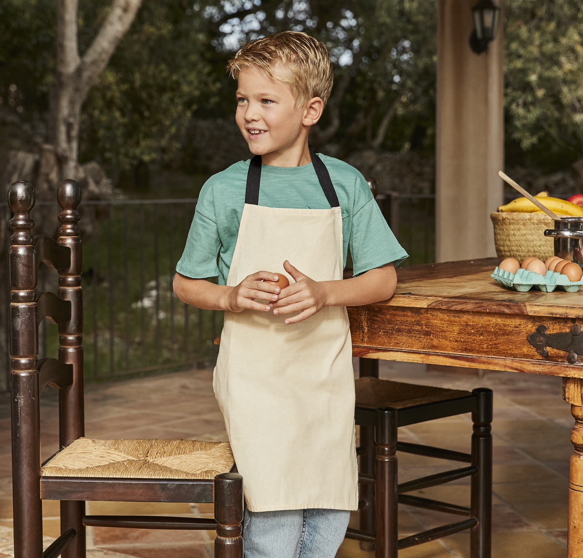 Fairtrade Cotton Junior Craft Apron | NATURAL/CLASSIC RED