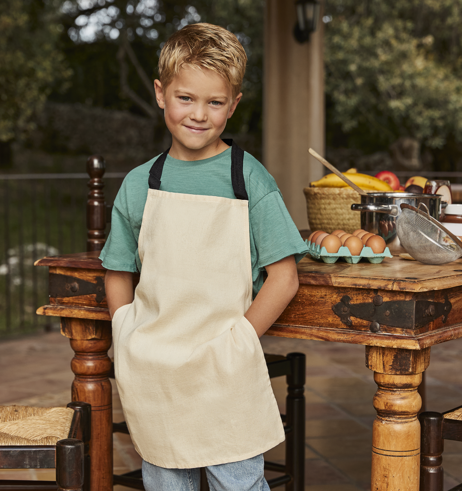 Fairtrade Cotton Junior Craft Apron | NATURAL/CLASSIC RED