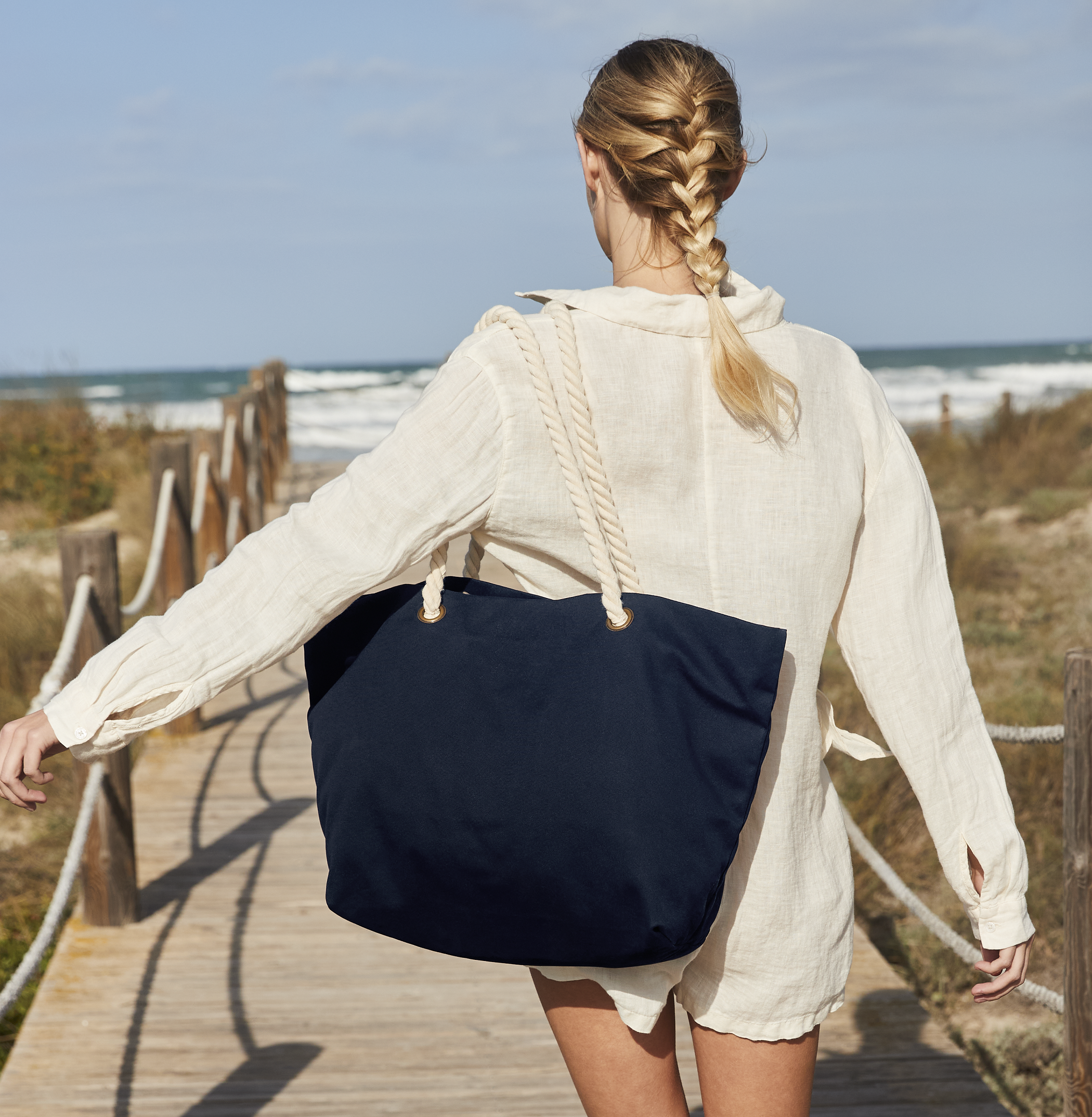 Nautical Beach Bag | NATURAL/PINK