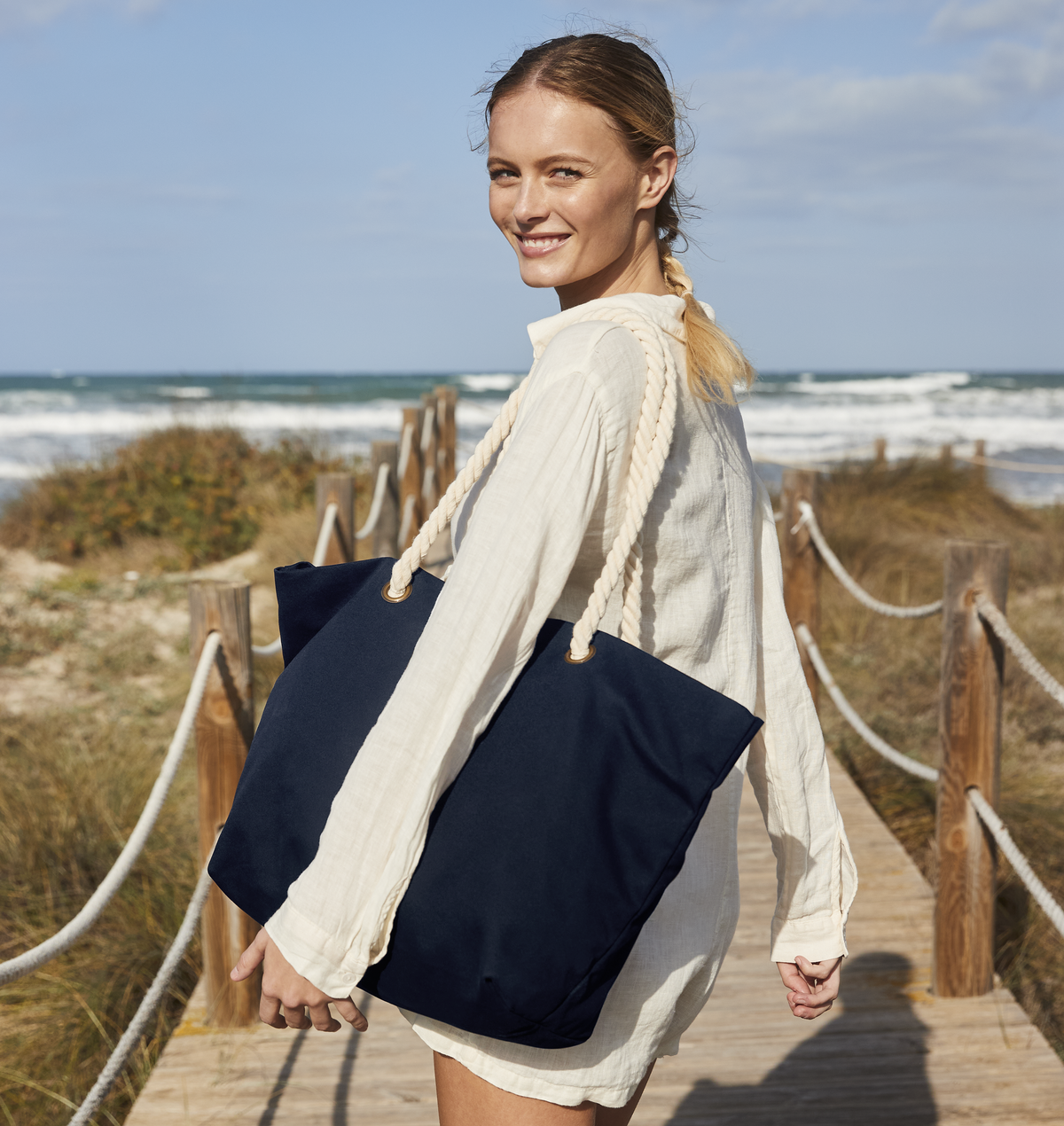 Nautical Beach Bag | NATURAL/GREY