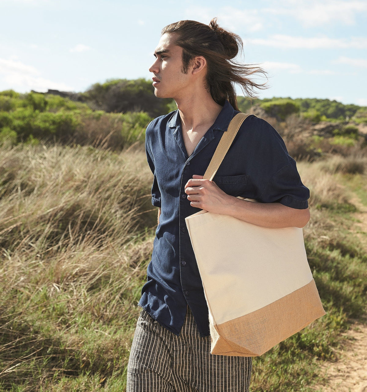 Jute Base Canvas Tote XL | NATURAL