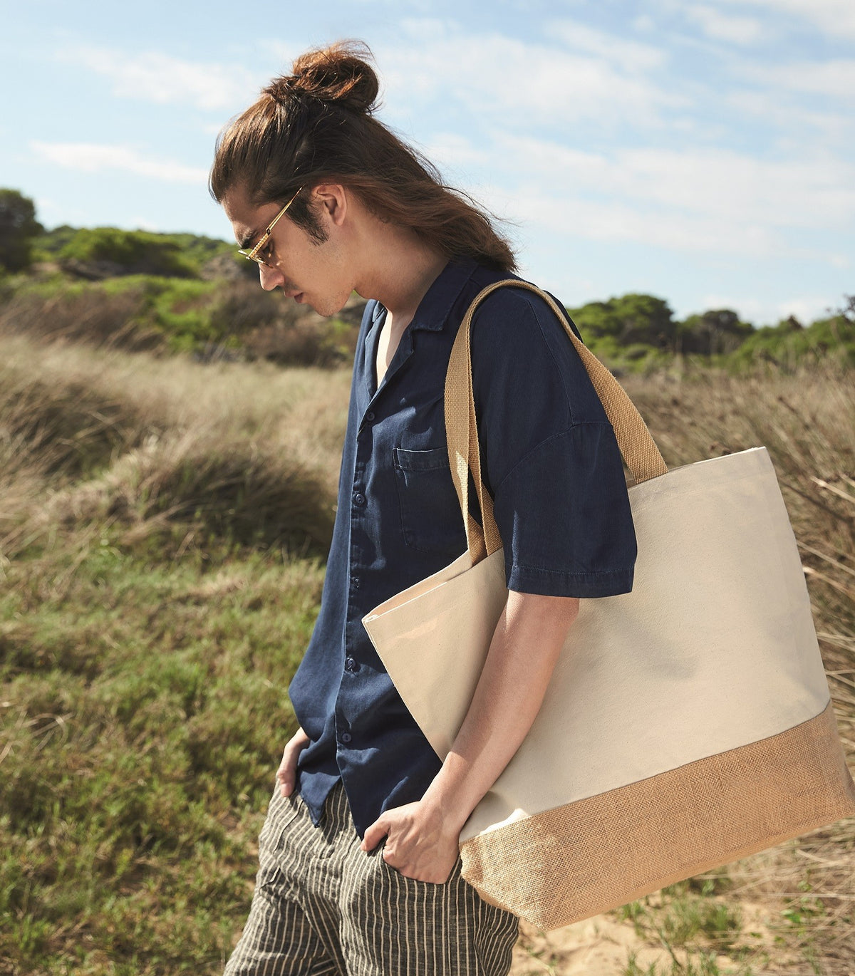 Jute Base Canvas Tote XL | NATURAL