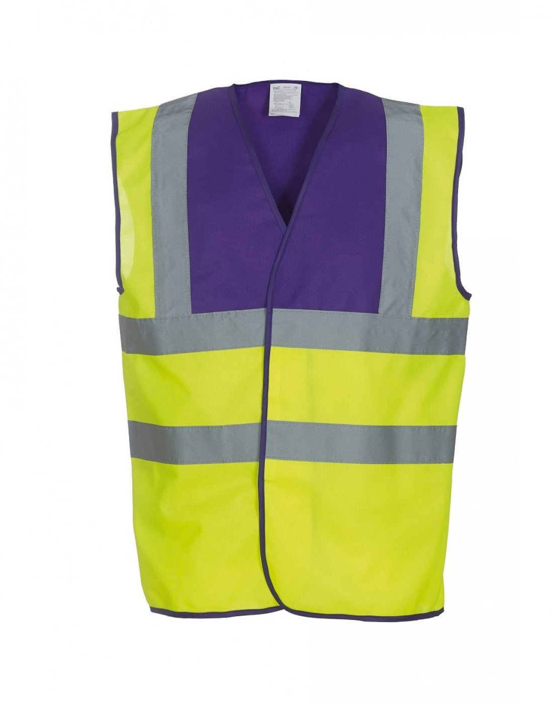 Hi-Vis Two Band And Braces Waistcoat | PURPLE YOKE/YELLOW
