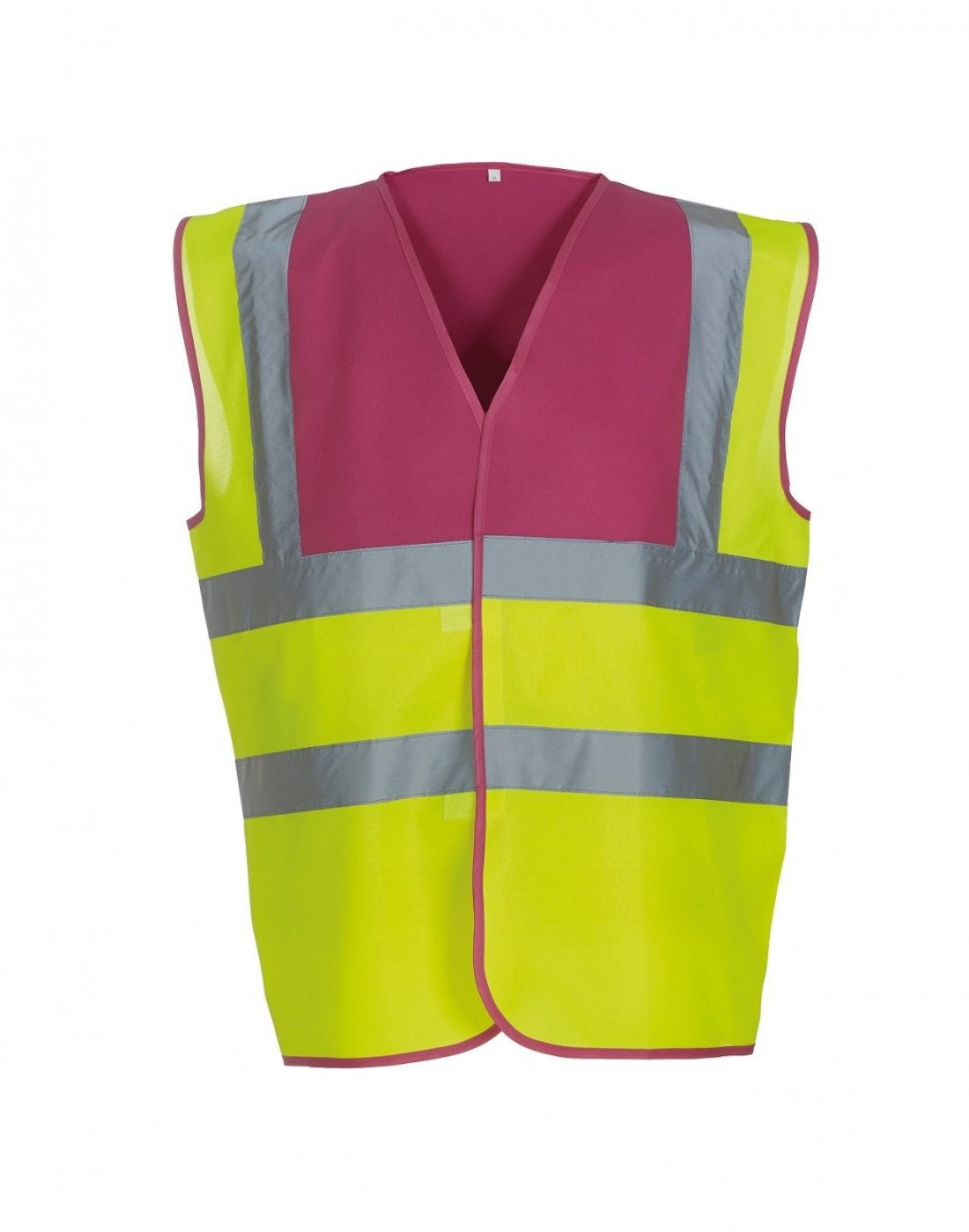 Hi-Vis Two Band And Braces Waistcoat | RASPBERRY YOKE/YELLOW