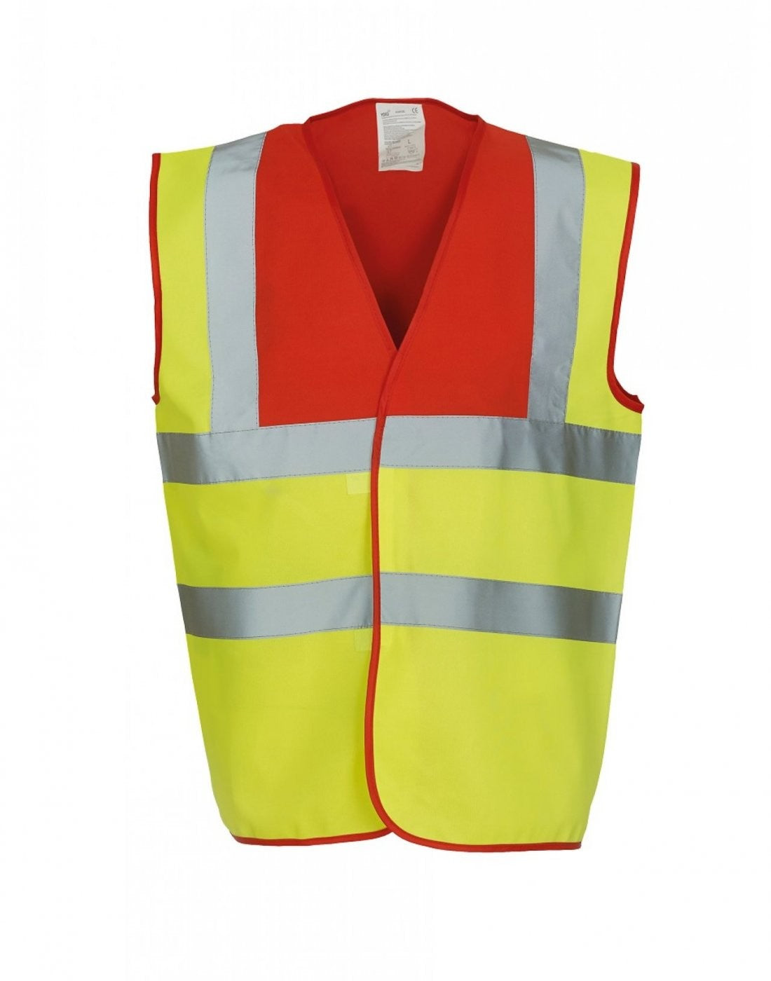 Hi-Vis Two Band And Braces Waistcoat | RED YOKE/YELLOW