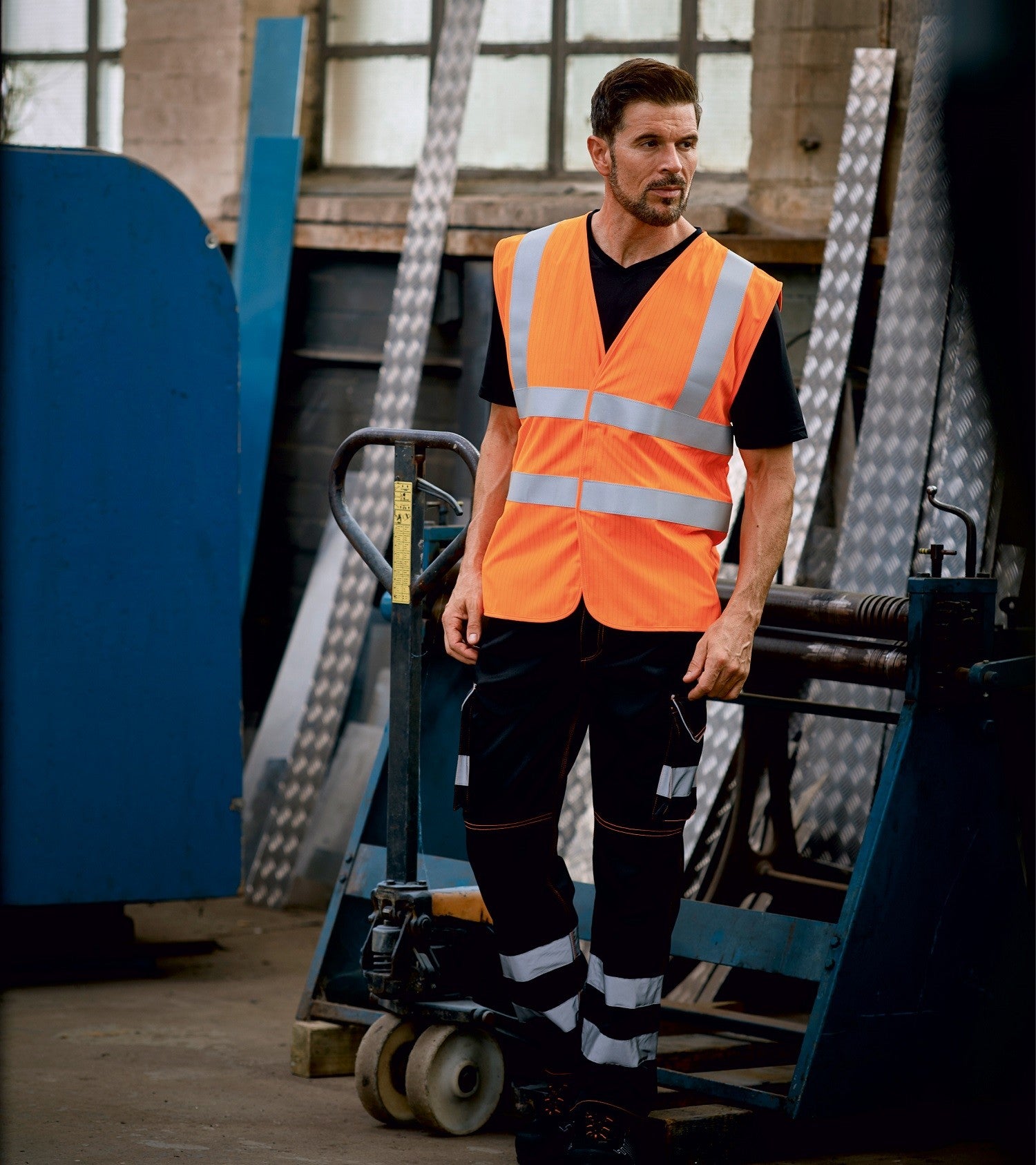 Hi-Vis Two Band And Braces Waistcoat | ORANGE YOKE/YELLOW
