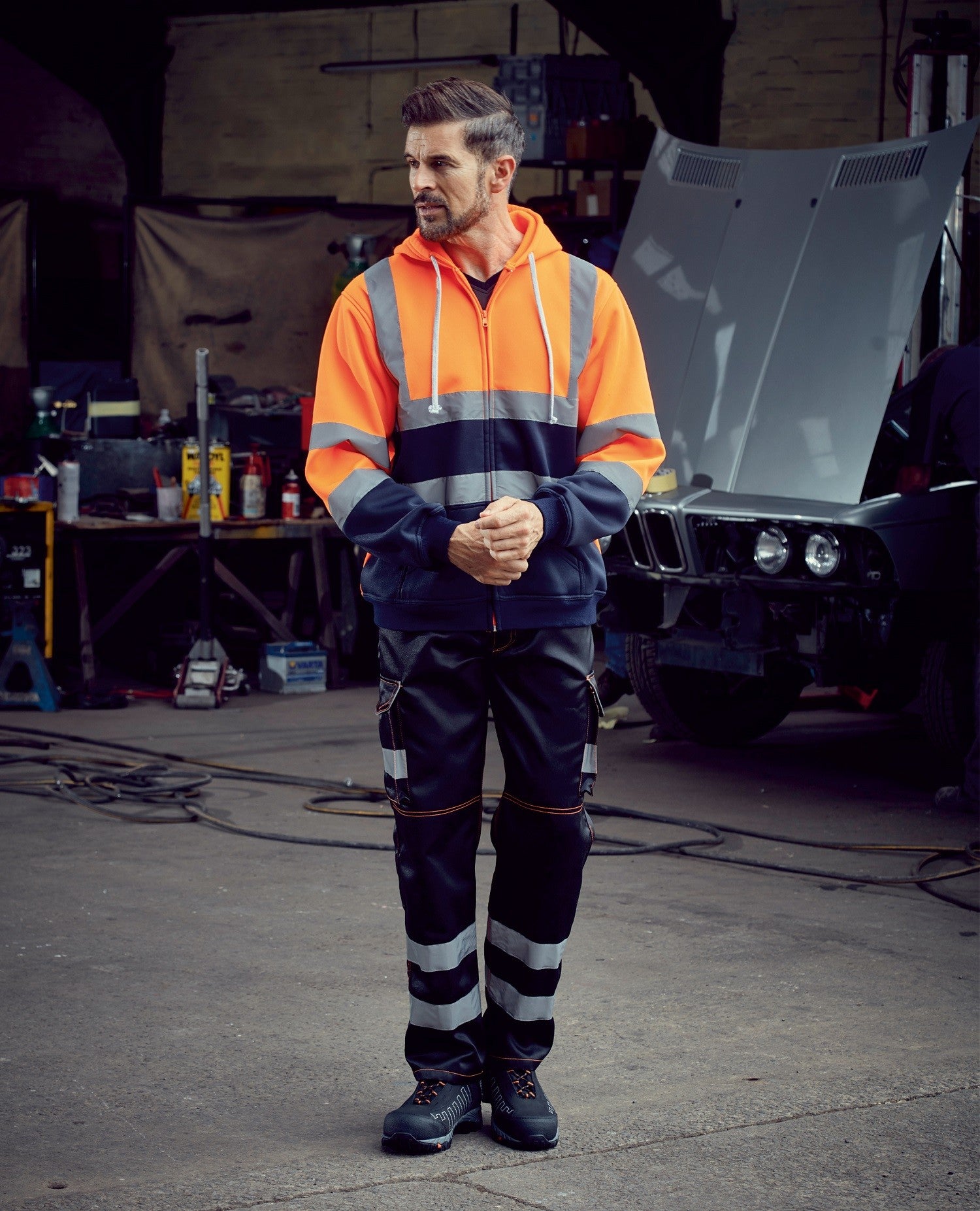 Hi-Vis Zip Hoodie | YELLOW/NAVY