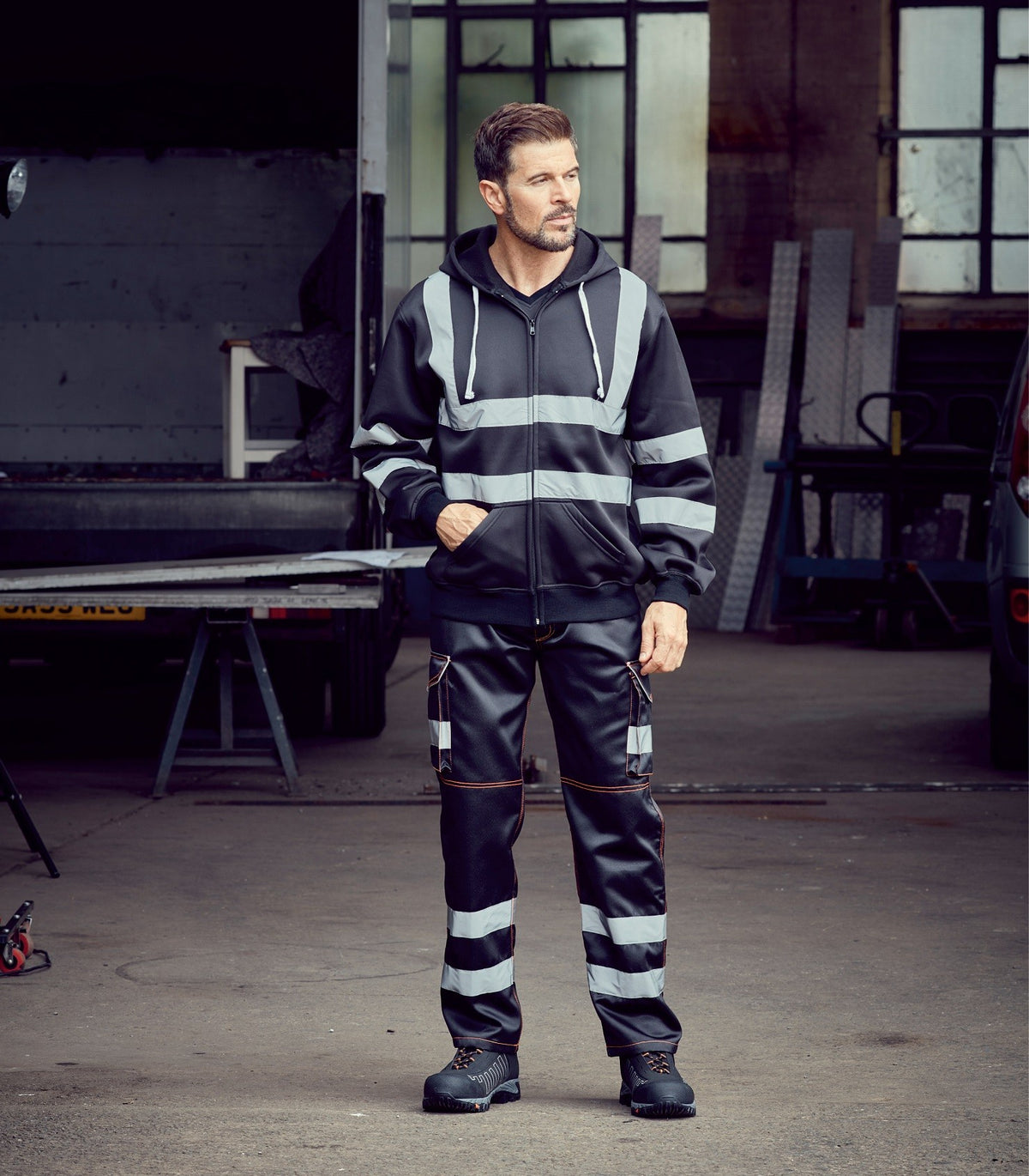 Hi-Vis Zip Hoodie | BLACK