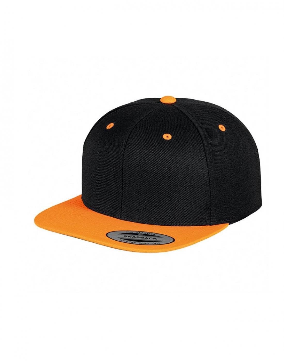 The Classic Snapback 2-tone | BLACK/NEON ORANGE (GREEN UNDERPEAK)